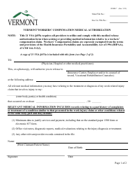 Document preview: Form 7 Vermont Workers' Compensation Medical Authorization - Vermont