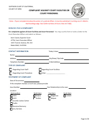 Document preview: Complaint Against Court Facilities or Court Personnel - County of Kern, California