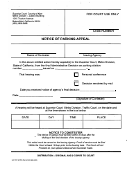Document preview: Form SUP CRT METRO DIV580 9425 584 Notice of Parking Appeal Form - County of Kern, California