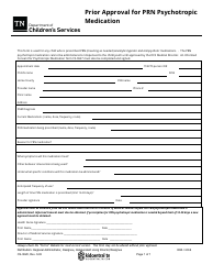 Document preview: Form CS-0628 Prior Approval for Prn Psychotropic Medication - Tennessee