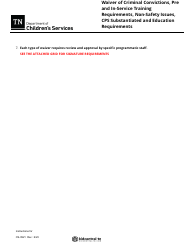 Form CS-0921 Waiver of Criminal Convictions, Pre and In-Service Training Requirements, Non-safety Issues, Cps Substantiated and Education Requirements - Tennessee, Page 5