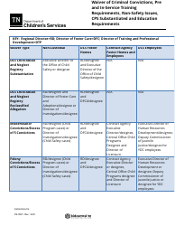 Form CS-0921 Waiver of Criminal Convictions, Pre and In-Service Training Requirements, Non-safety Issues, Cps Substantiated and Education Requirements - Tennessee, Page 6