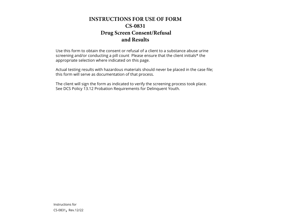 Form CS-0831 Drug Screen Consent / Refusal and Results - Tennessee, Page 3