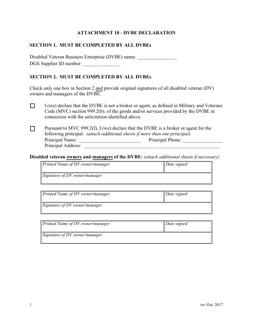 Attachment 10 Dvbe Declaration - County of Kern, California