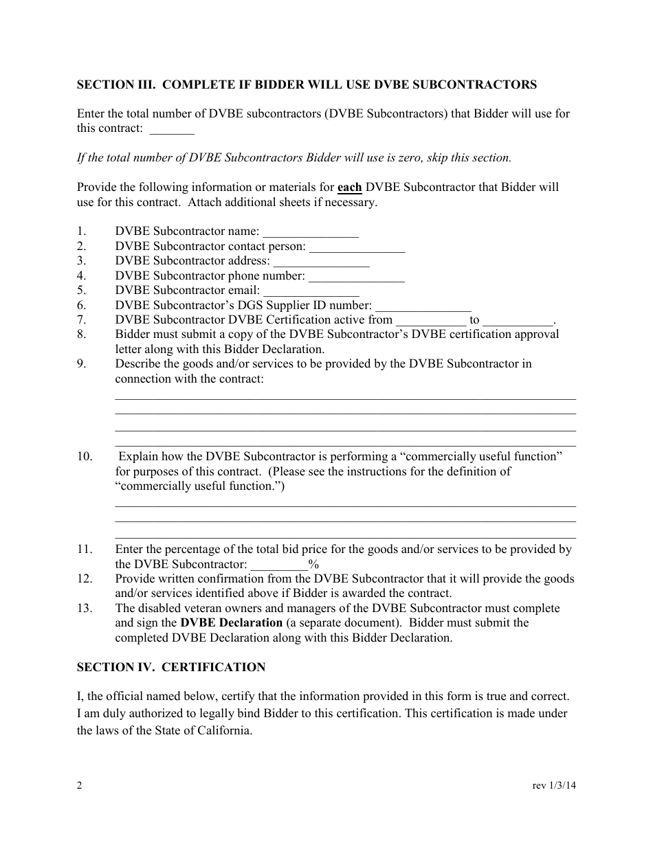 Attachment 9 Bidder Declaration - County of Kern, California, Page 2