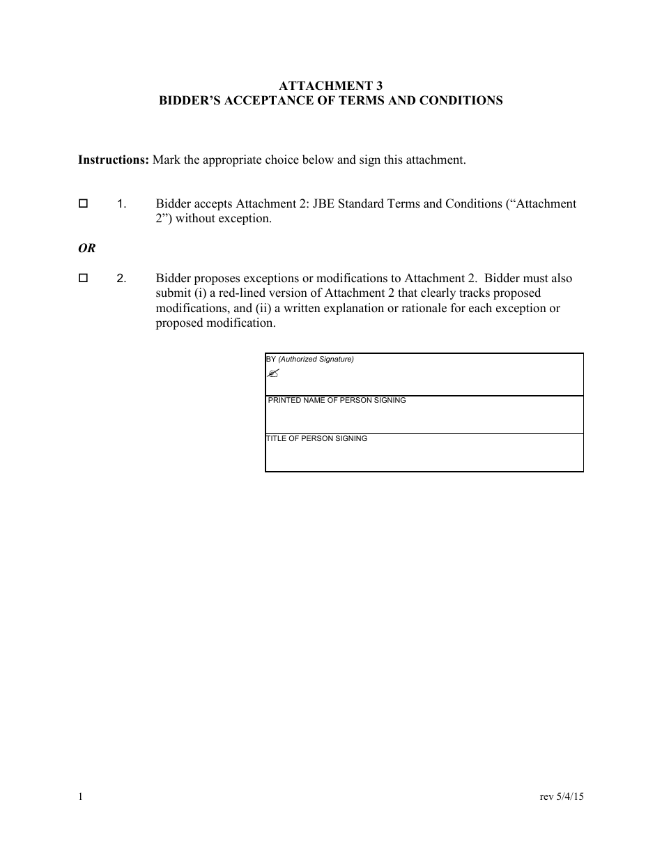 Attachment 3 Bidders Acceptance of Terms and Conditions - County of Kern, California, Page 1