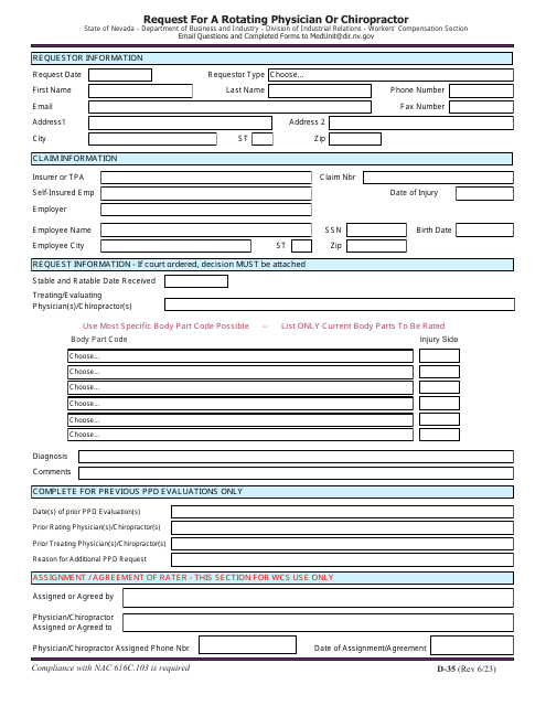 Form D-35  Printable Pdf