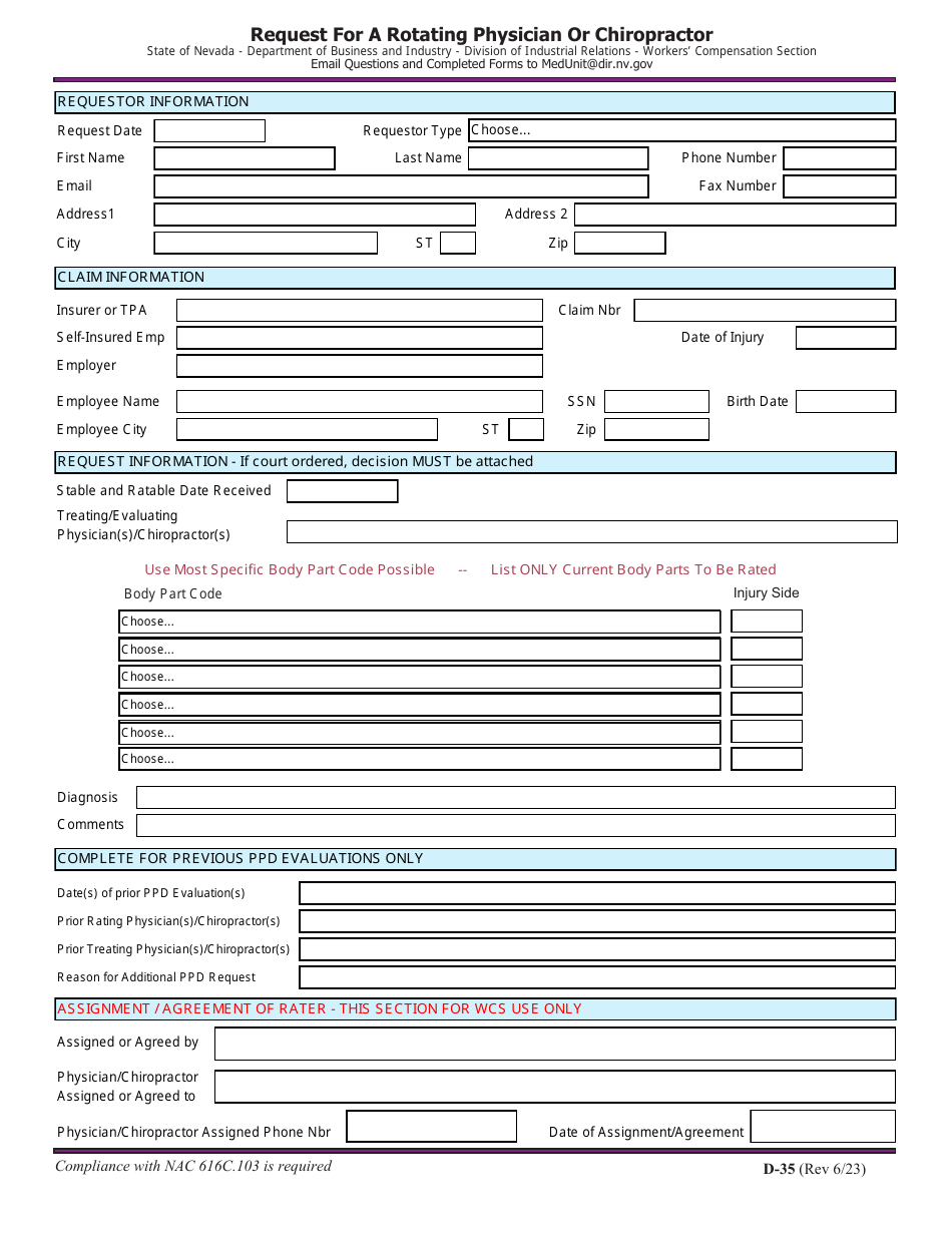 Form D-35 Download Fillable PDF or Fill Online Request for a Rotating ...