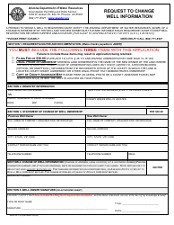 Document preview: Form DWR55-71A Request to Change Well Information - Arizona