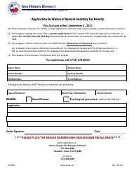 Document preview: Form SIT-WPI Application for Waiver of Special Inventory Tax Penalty - Harris County, Texas