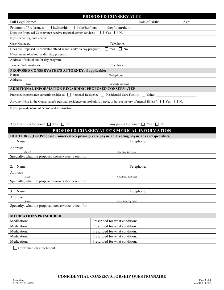 Form SJPR-207 - Fill Out, Sign Online and Download Fillable PDF, San ...