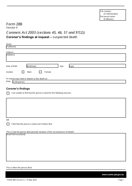 Form 28B  Printable Pdf