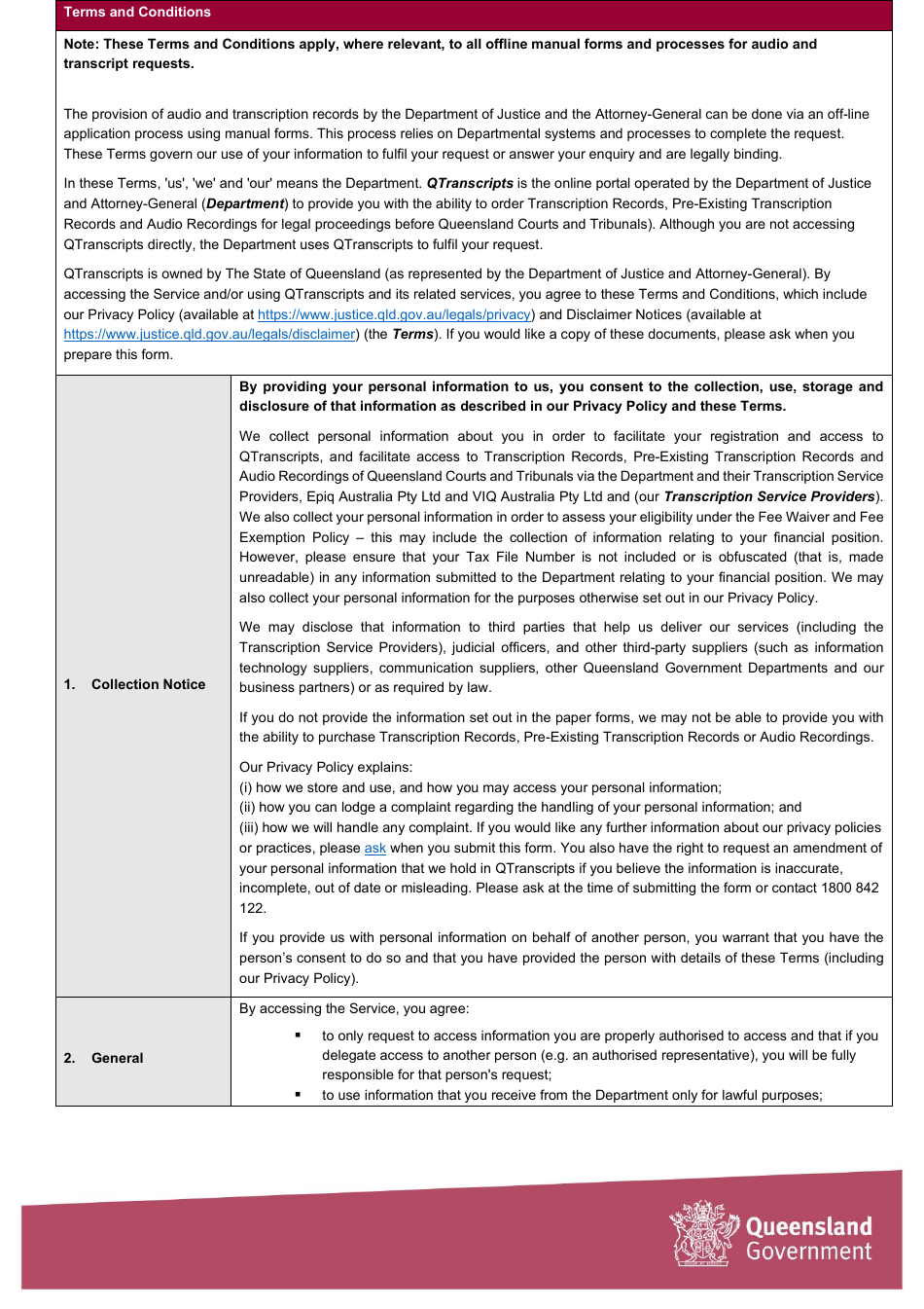 Request for Transcript - Queensland, Australia, Page 5