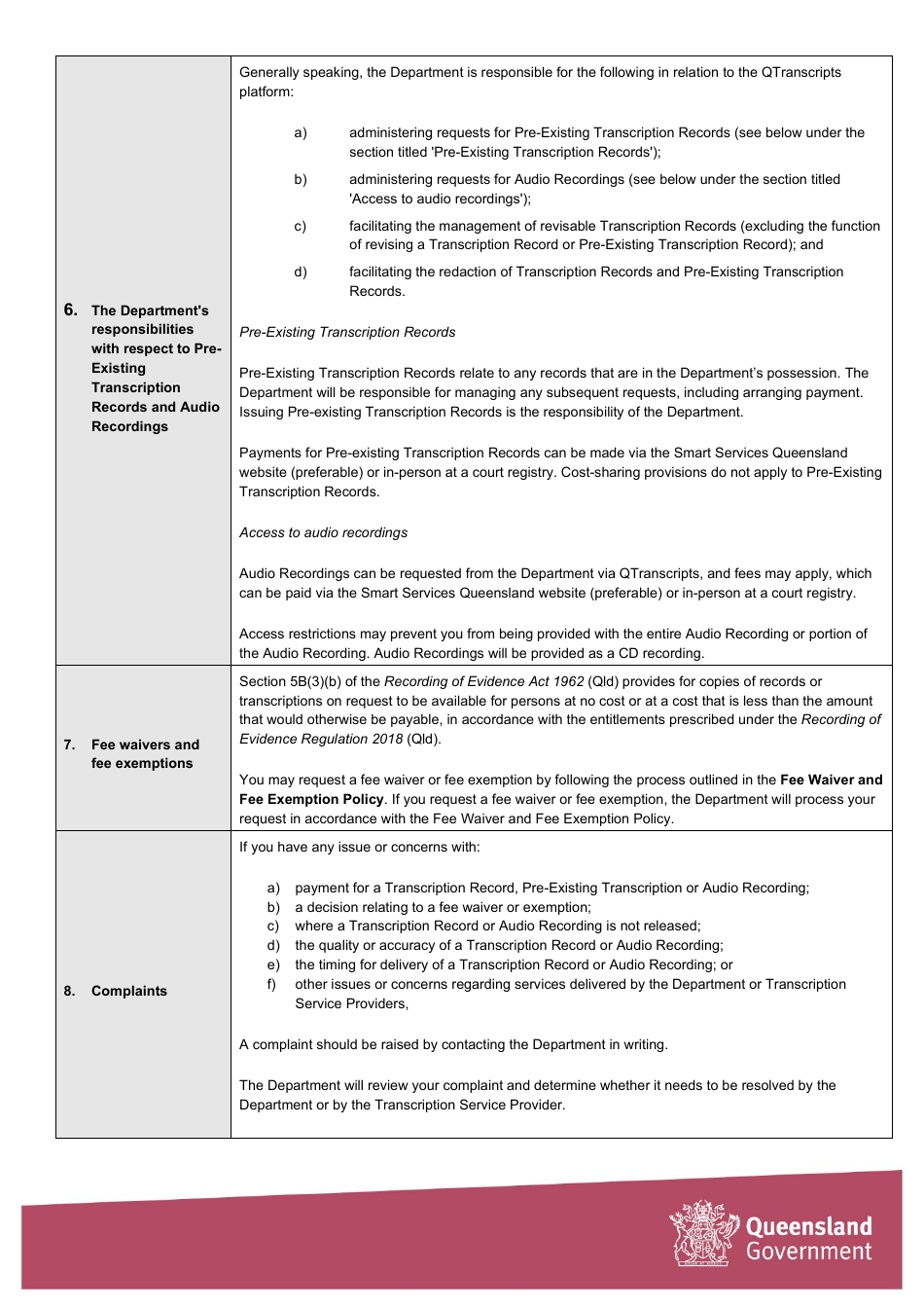Request for Transcript - Queensland, Australia, Page 8