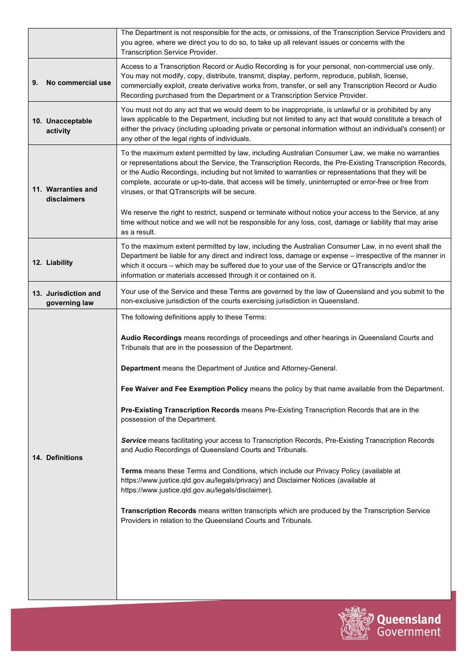 Request for Transcript - Queensland, Australia, Page 9