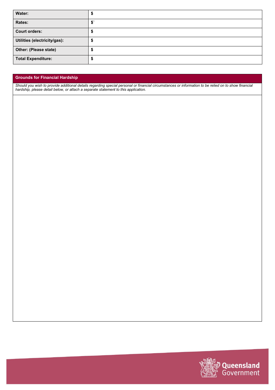 Request for Transcript  Financial Hardship Fee Waiver Application Form - Queensland, Australia, Page 5