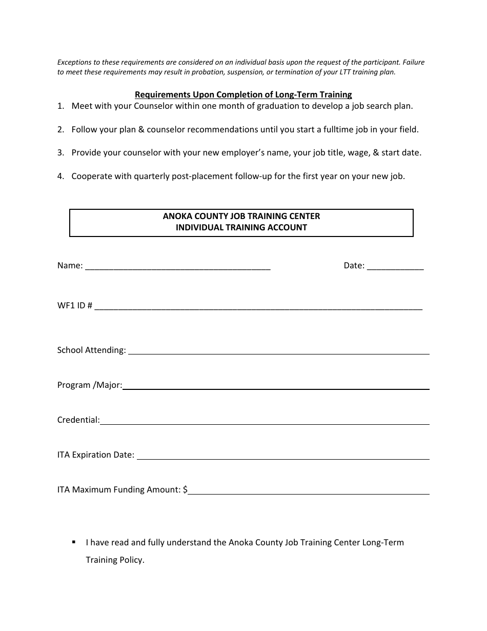 Anoka County Long-term Training Policies and Procedures - Minnesota, Page 3