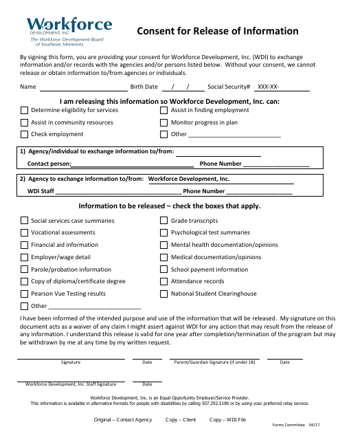 Consent for Release of Information - Minnesota Download Pdf