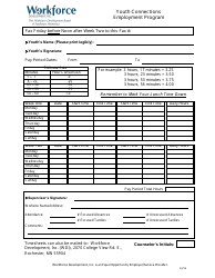 Document preview: Time Sheet - Youth Connections Employment Program - Minnesota