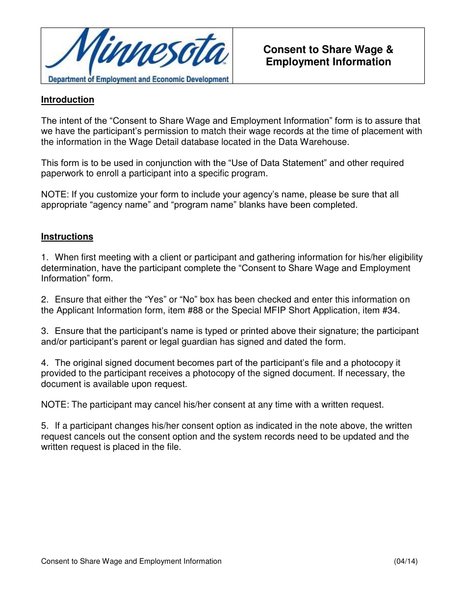 Consent to Share Wage  Employment Information - Minnesota, Page 2