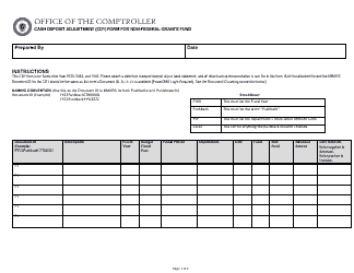 Document preview: Form CD1 Cash Deposit Adjustment Form for Non-federal Grants Fund - Massachusetts