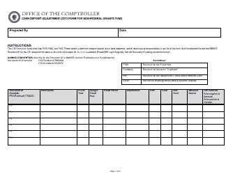 Form CD1 Cash Deposit Adjustment Form for Non-federal Grants Fund - Massachusetts