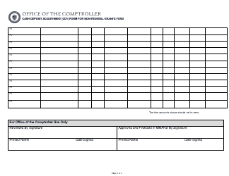 Form CD1 Cash Deposit Adjustment Form for Non-federal Grants Fund - Massachusetts, Page 2