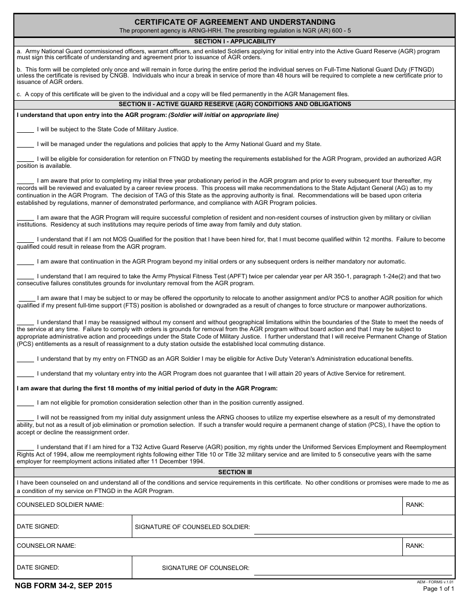 NGB Form 34-2 Download Fillable PDF or Fill Online Certificate of ...