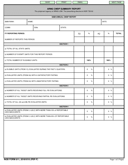 NGB Form 811 Arng Cmdp Summary Report