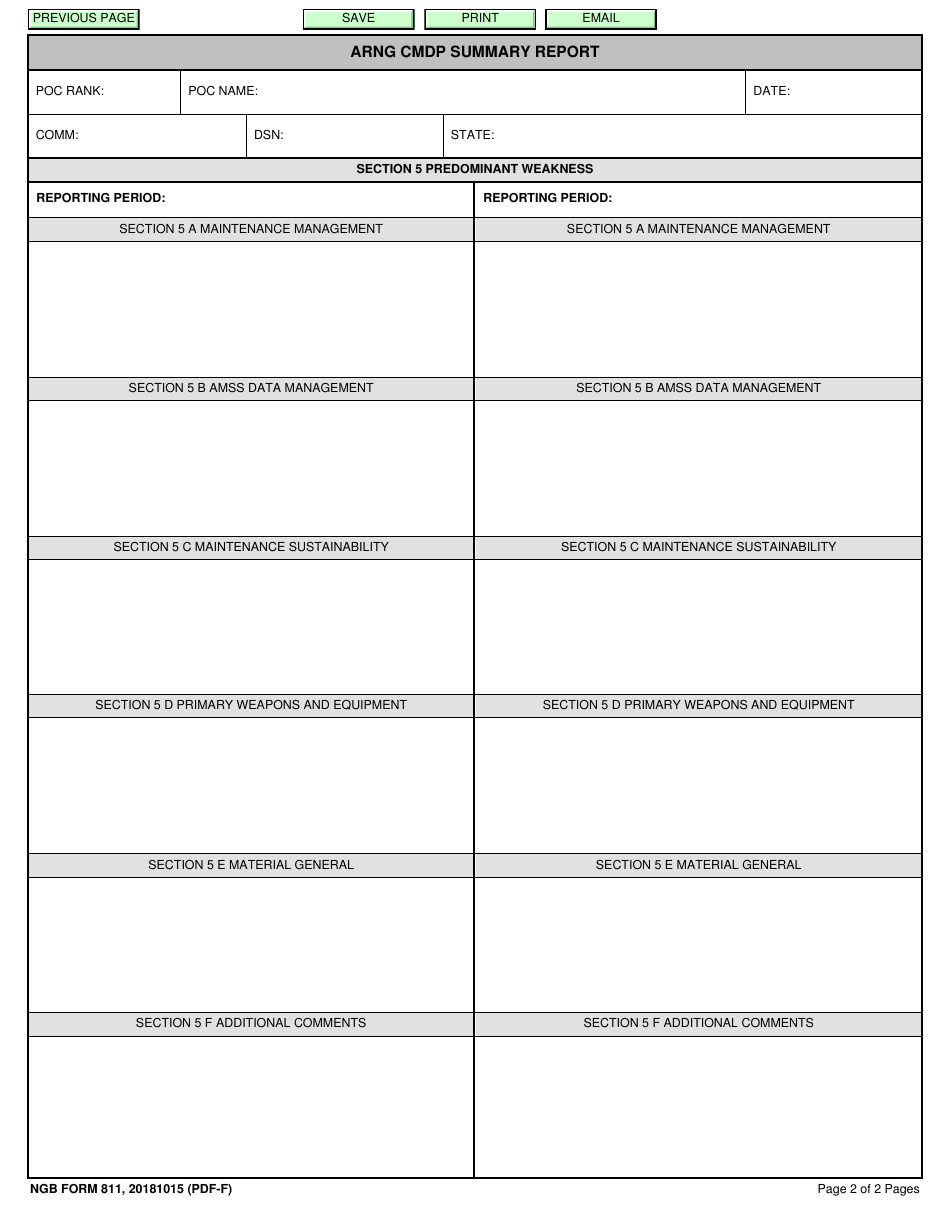 NGB Form 811 Arng Cmdp Summary Report, Page 2