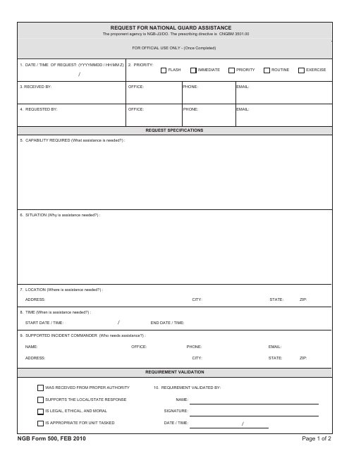 NGB Form 500  Printable Pdf