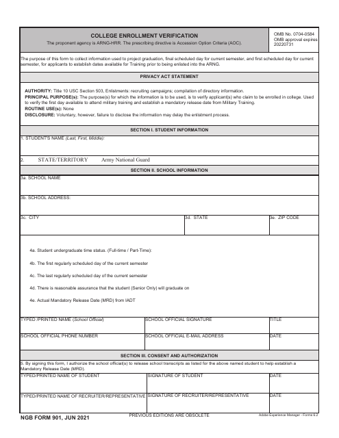 NGB Form 901  Printable Pdf