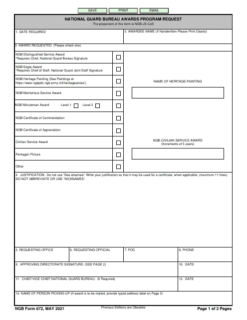 NGB Form 672  Printable Pdf