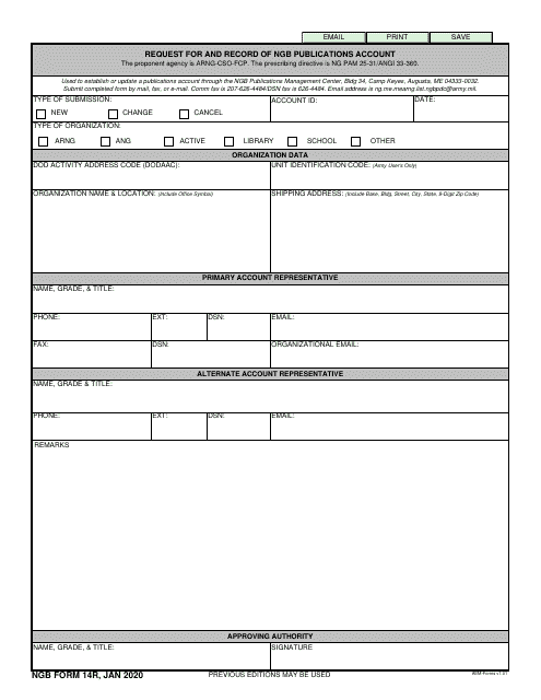 NGB Form 14R Request for and Record of NGB Publications Account
