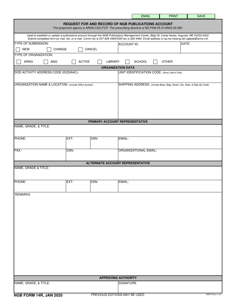 NGB Form 14R Download Fillable PDF or Fill Online Request for and ...