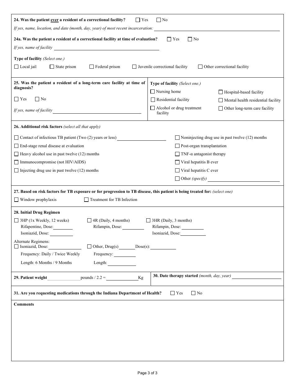 State Form 49894 Report of Latent Tuberculosis Infection (Ltbi) - Indiana, Page 3