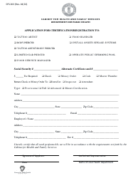 Document preview: Form DFS-303 Application for Certification/Registration - Kentucky