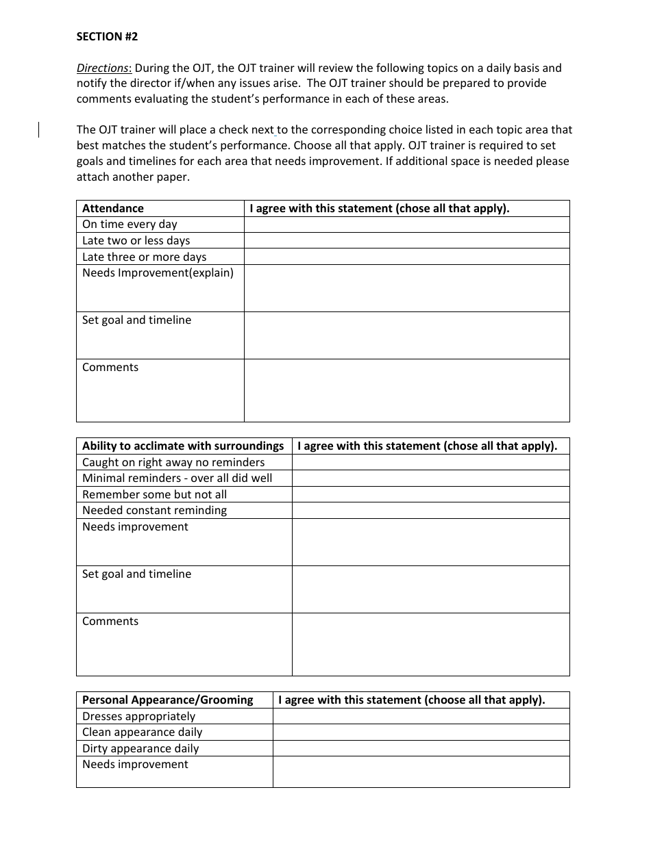 On-The-Job Training (Ojt) Evaluation Form - Business Enterprises Program (Bep) - Minnesota, Page 6