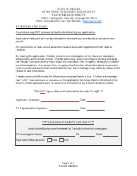 Application for Renewal of Taxicab Driver Permit - Nevada, Page 3