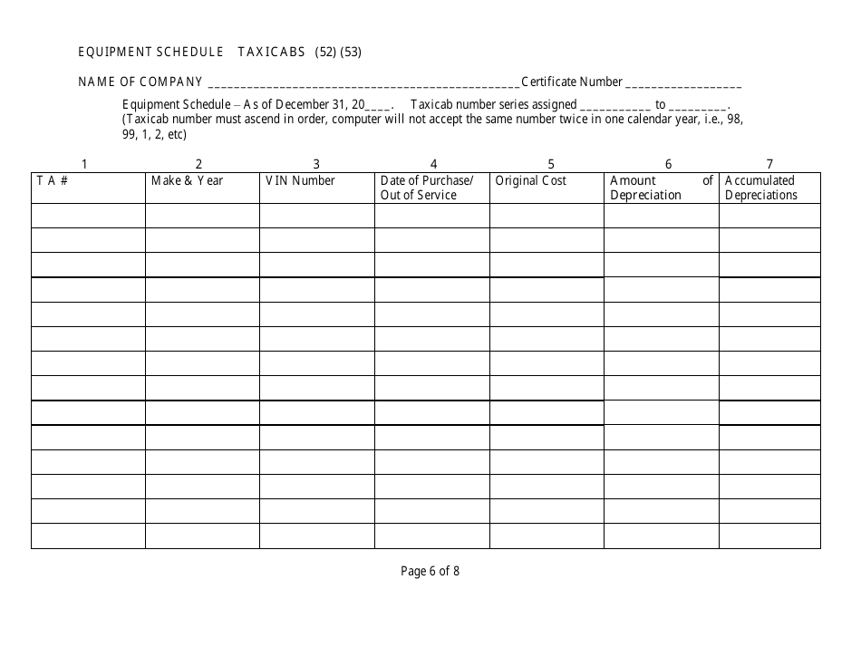 Taxicab Company Annual Financial Report - Nevada, Page 12