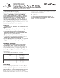 Document preview: Instructions for Form RP-485-W Application for Newly Constructed Single-Family and Multi-Family Residential Properties: Certain Villages - New York