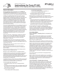 Document preview: Instructions for Form PT-201 Retailers of Non-highway Diesel Motor Fuel Only (Quarterly Filer) - New York