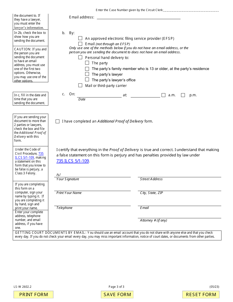 Form LS-W2602.2 Notice of Completion of Limited Scope Appearance - Illinois, Page 3