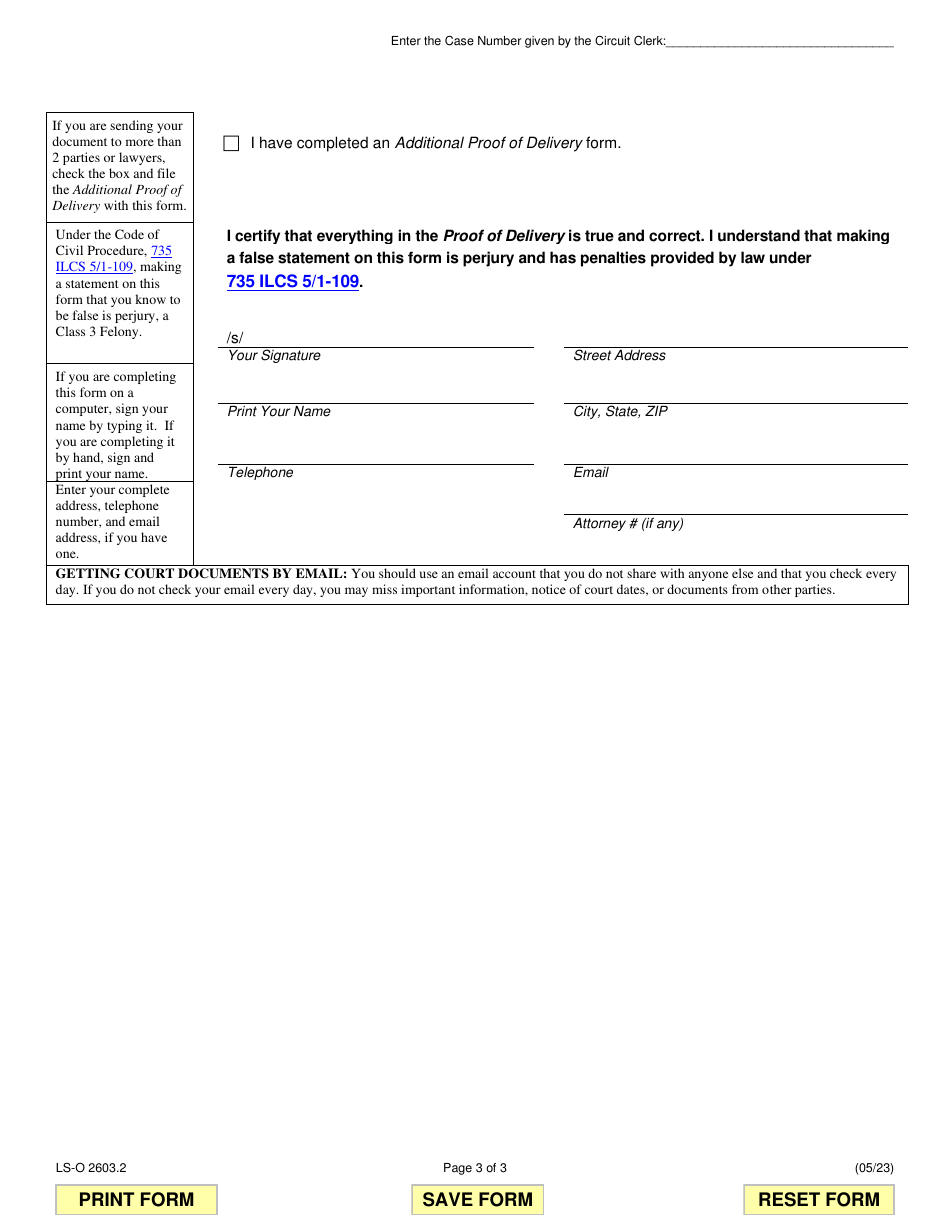 Form LS-O2603.2 Objection to Completion of Limited Scope Appearance - Illinois, Page 3