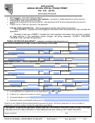 Document preview: Form SLAP22.45-3 Annual Nevada Special Fishing Permit Application - Nevada