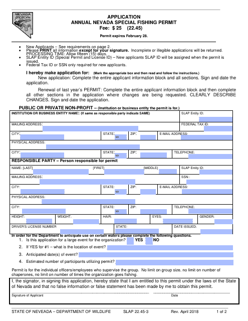 Form SLAP22.45-3  Printable Pdf