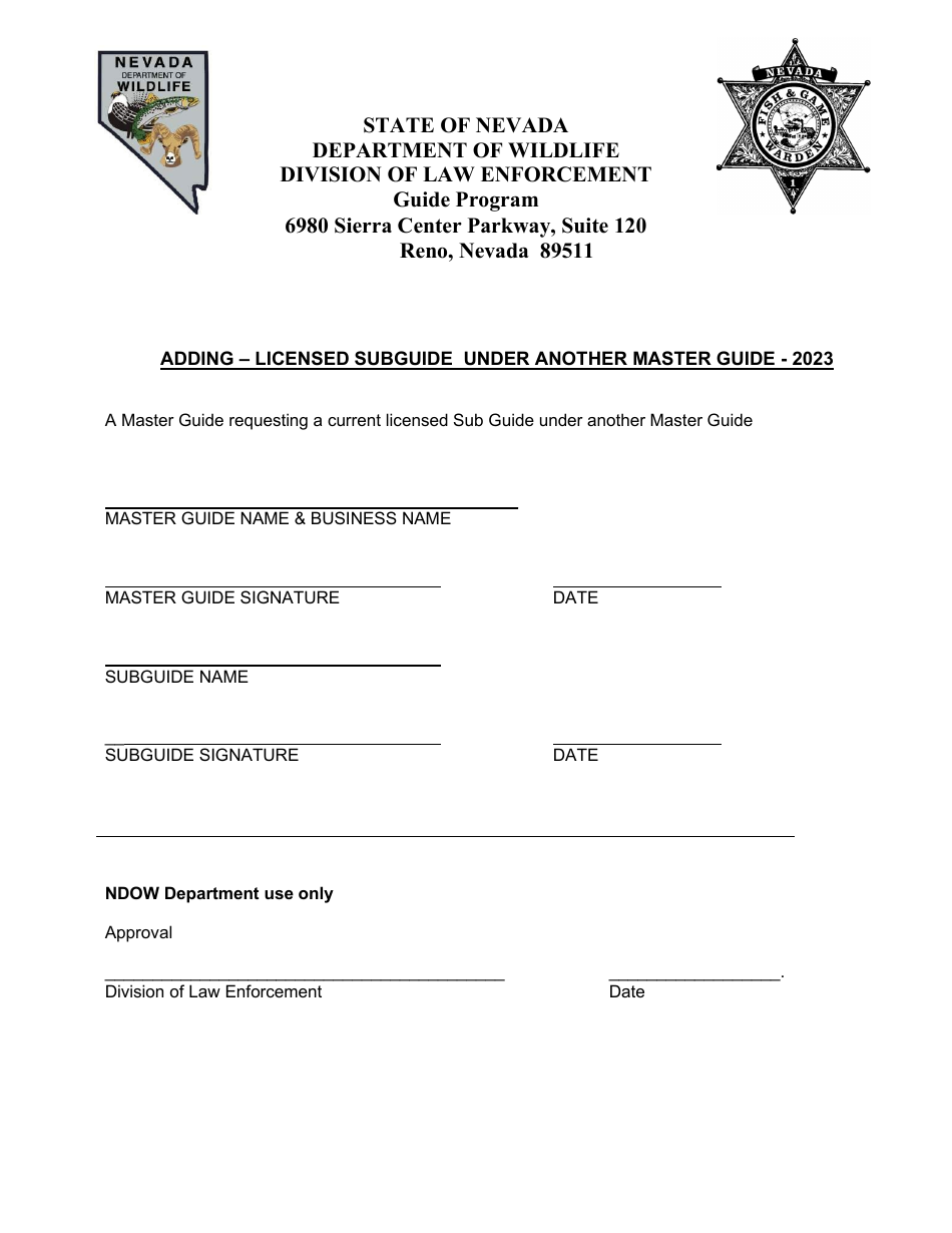 2023 Nevada Adding - Licensed Subguide Under Another Master Guide ...
