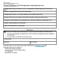 Form TTD/FTB-099 Transport Refrigeration Unit Atcm Applicable Facility Registration Form - California, Page 2
