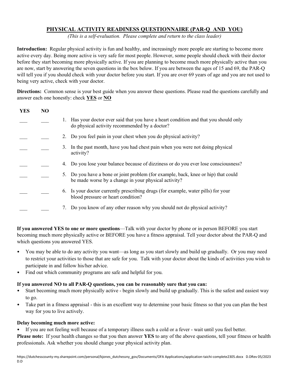 Tai Chi for Arthritis and Fall Prevention Application and Release - Dutchess County, New York, Page 4