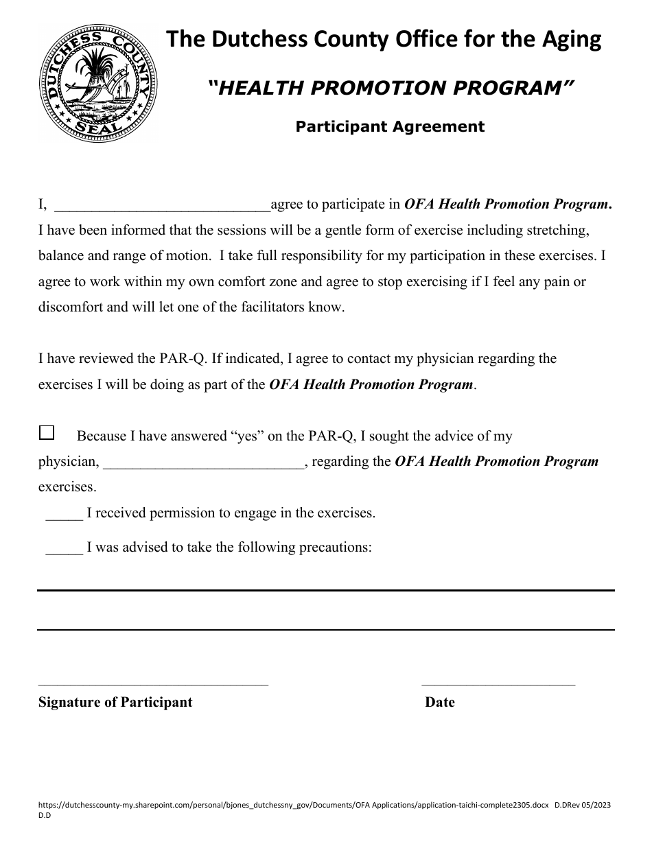 Tai Chi for Arthritis and Fall Prevention Application and Release - Dutchess County, New York, Page 5